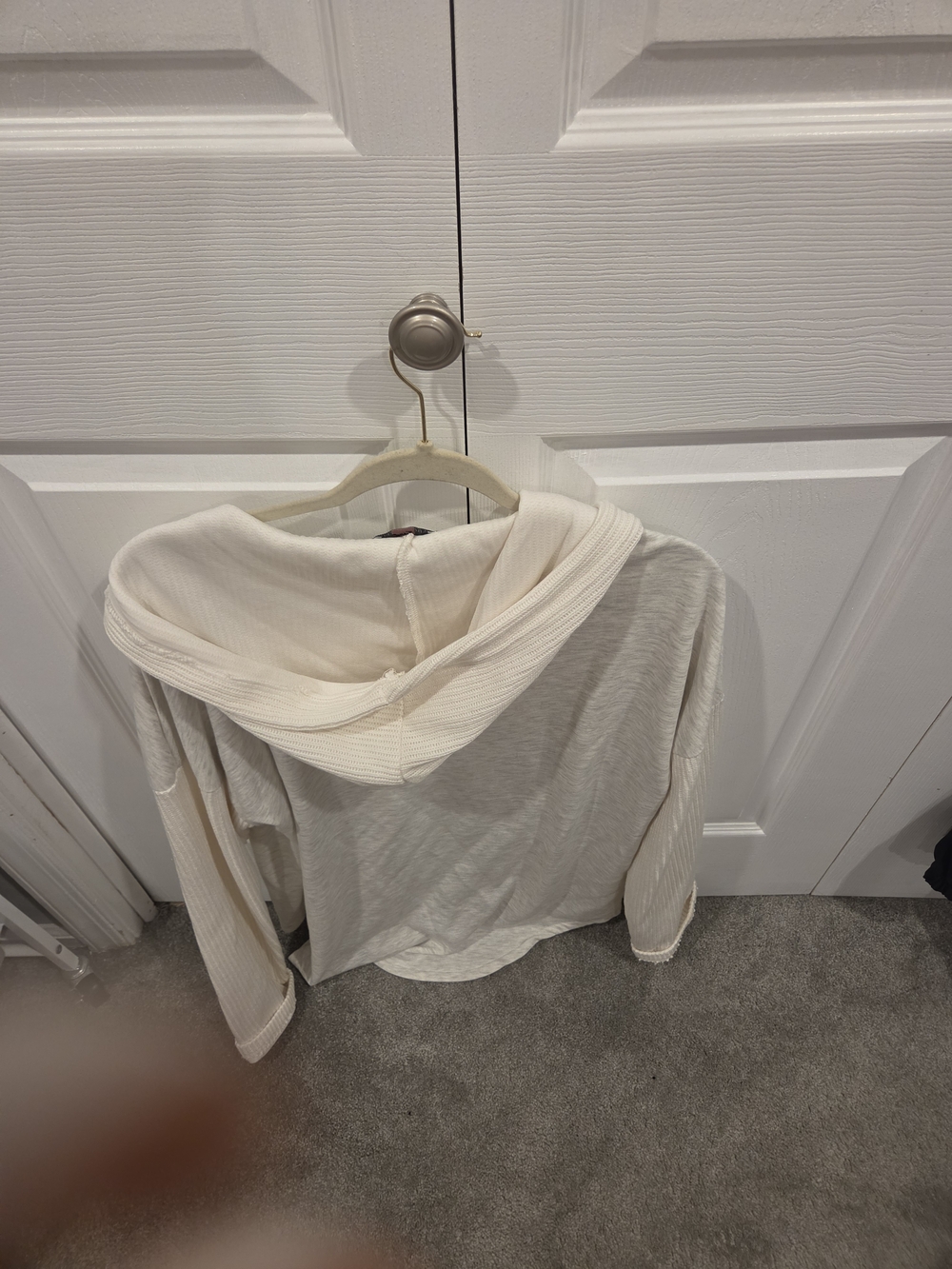 Cream Button-Front Hooded Top - Picture 2 of 3